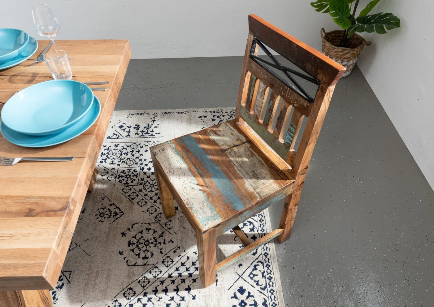 Chaise 45x45 Bois De Récupération Laqué Multicolore NATURE OF SPIRIT #39 2 Chaise 45x45 Bois De Récupération Laqué Multicolore NATURE OF SPIRIT #39 – Image 2