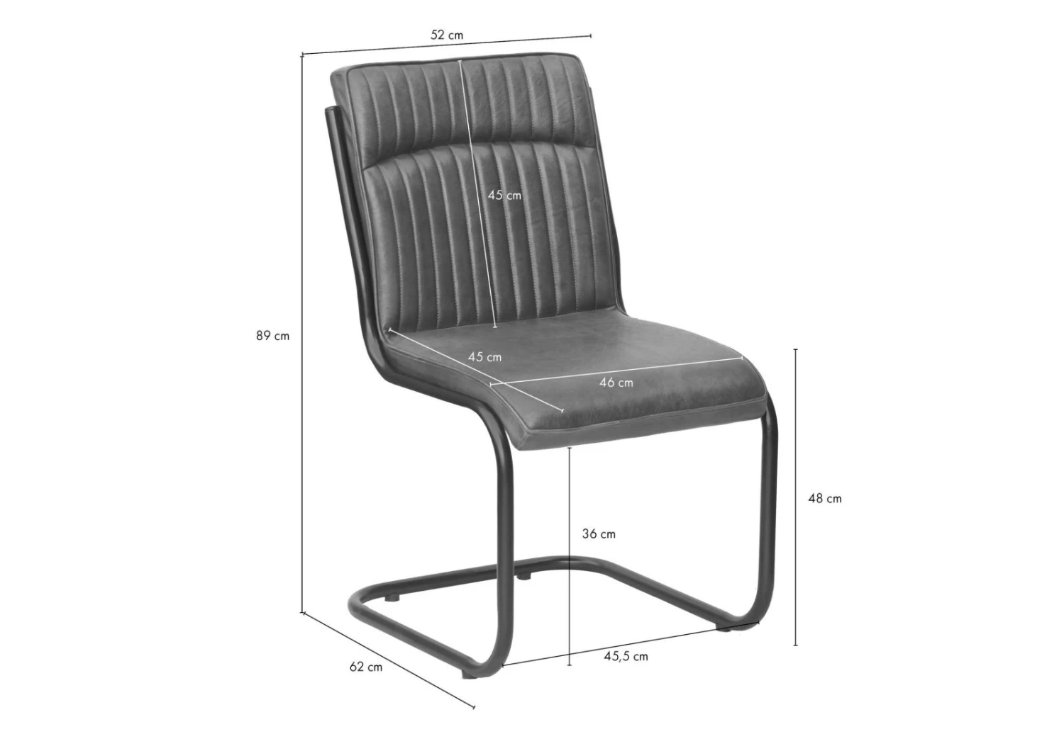 Chaise Cantilever 52x62 Cuir Gris IRON LABEL #04 8 Chaise Cantilever 52x62 Cuir Gris IRON LABEL #04 – Image 8