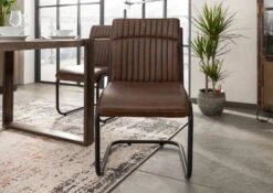 Chaise Cantilever 52x62 Cuir Brun IRON LABEL #03 12 Chaise Cantilever 52x62 Cuir Brun IRON LABEL #03 -Massivmoebel24 09 151 890 0003 3