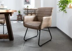 Fauteuil 62x59 Cuir Beige IRON LABEL #05