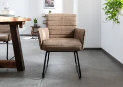 Fauteuil 62x59 Cuir Beige IRON LABEL #05 -Massivmoebel24 09 151 890 0005 3