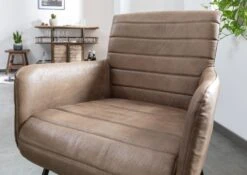 Fauteuil 62x59 Cuir Beige IRON LABEL #05 -Massivmoebel24 09 151 890 0005 4