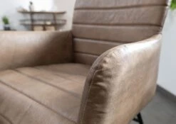 Fauteuil 62x59 Cuir Beige IRON LABEL #05 -Massivmoebel24 09 151 890 0005 5