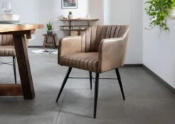 Chaise 54x68 Cuir Beige IRON LABEL #12