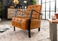 Fauteuil 64x76 Cuir Cognac IRON LABEL #13