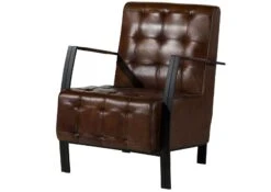 Fauteuil 64x76 Cuir Brun IRON LABEL #14 -Massivmoebel24 09 151 890 0014 09