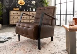 Fauteuil 64x76 Cuir Brun IRON LABEL #14