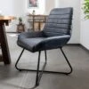 Chaise 59x50 Cuir Bleu IRON LABEL #15