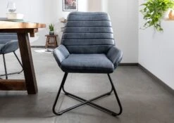 Chaise 59x50 Cuir Bleu IRON LABEL #15 -Massivmoebel24 09 151 890 0015 3