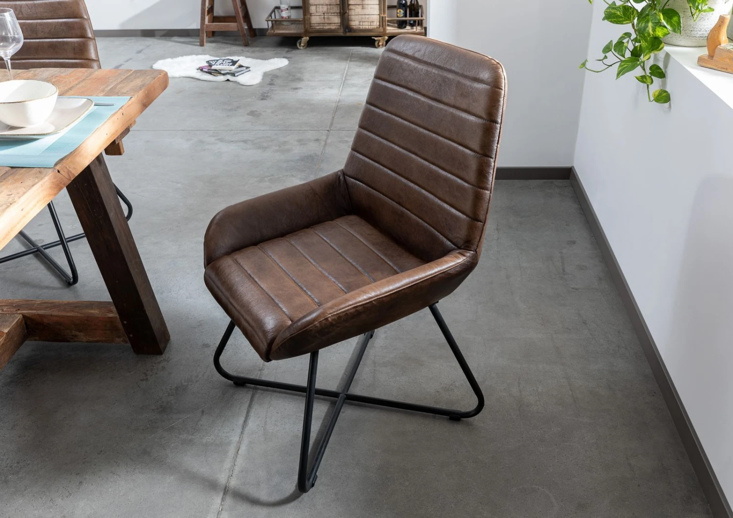 Chaise 59x68 Cuir Marron Foncé IRON LABEL #16 2 Chaise 59x68 Cuir Marron Foncé IRON LABEL #16 – Image 2