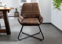 Chaise 59x68 Cuir Marron Foncé IRON LABEL #16 12 Chaise 59x68 Cuir Marron Foncé IRON LABEL #16 -Massivmoebel24 09 151 890 0016 3