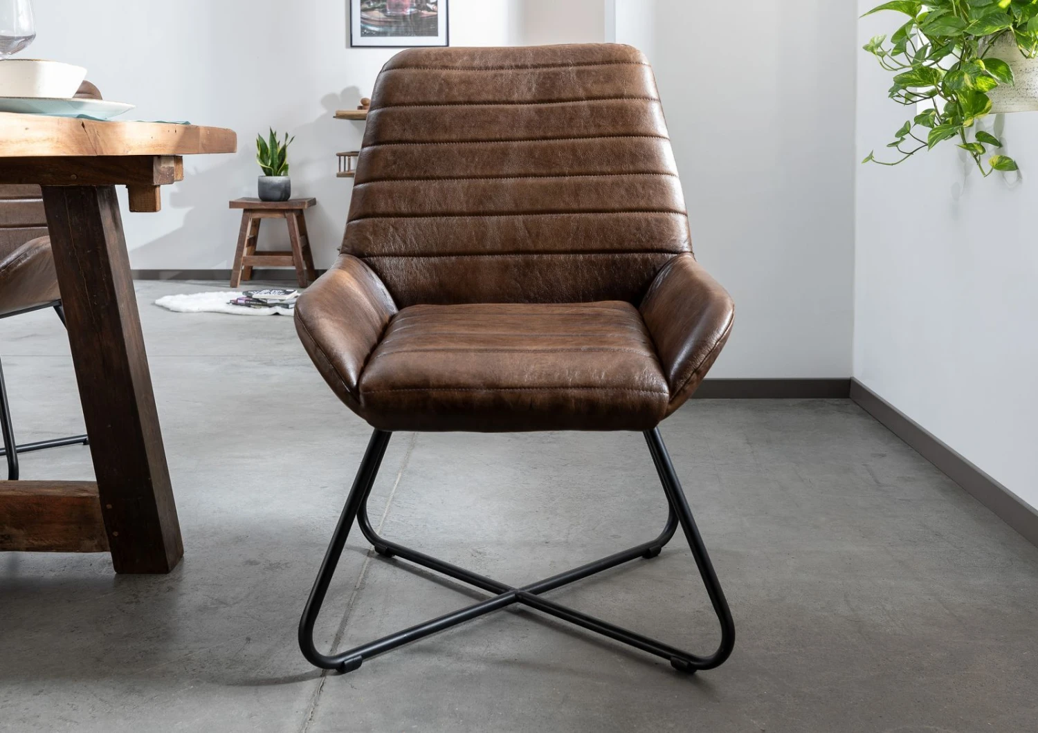 Chaise 59x68 Cuir Marron Foncé IRON LABEL #16 3 Chaise 59x68 Cuir Marron Foncé IRON LABEL #16 – Image 3