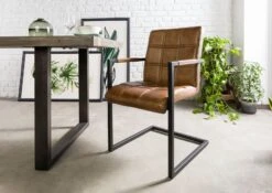 Chaise 51x62x79 Cuir Véritable Marron IRON LABEL # 24