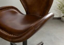 Chaise Pivotante 59x59x81 Cuir Brun IRON LABEL #31 -Massivmoebel24 09 151 890 1031 07