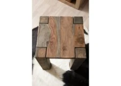 Tabouret 40x40 Palissandre Huilé Gris Taupe NATURE GREY #10 -Massivmoebel24 09 200 550 1010 3