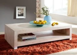 Table Basse 135x70 Acacia Blanchi Blanc NATURE WHITE #11