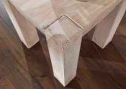 Tabouret 40x40 Acacia Blanchi Blanc NATURE WHITE #10 -Massivmoebel24 09 200 552 1010 4