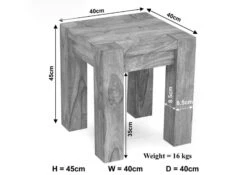 Tabouret 40x40 Acacia Blanchi Blanc NATURE WHITE #10 -Massivmoebel24 09 200 552 1010 8