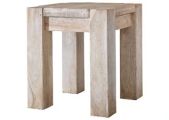 Tabouret 40x40 Acacia Blanchi Blanc NATURE WHITE #10 -Massivmoebel24 09 200 552 1010 9