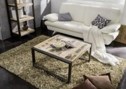 Table Basse 80x80 Manguier Brut Imprimé Bois Naturel FACTORY #110