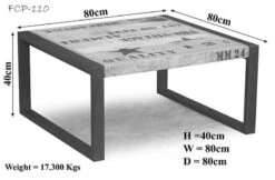 Table Basse 80x80 Manguier Brut Imprimé Bois Naturel FACTORY #110 12 Table Basse 80x80 Manguier Brut Imprimé Bois Naturel FACTORY #110 -Massivmoebel24 09 200 559 0110 8