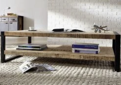 Table Basse 140x80 Manguier Brut Imprimé Bois Naturel FACTORY #126 -Massivmoebel24 09 200 559 0126 3