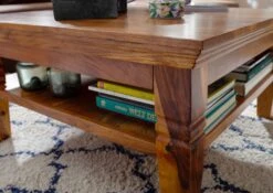 Table Basse 85x85 Acacia Laqué Miel OXFORD #0316 -Massivmoebel24 09 200 610 0116 4