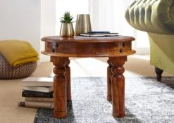 Table Basse 60x60 Acacia Laqué Miel OXFORD #0329 -Massivmoebel24 09 200 610 0129 3