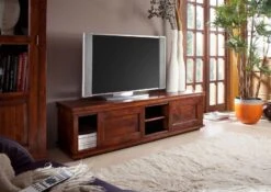 Meuble TV 160x45 Acacia Laqué Nougat OXFORD #450