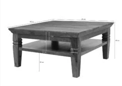 Table Basse 85x85 Acacia Laqué Miel OXFORD #0316 -Massivmoebel24 09 200 620 0116 08
