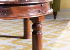 Table Basse 90x90 Acacia Laqué Nougat OXFORD #330 -Massivmoebel24 09 200 620 0130 4