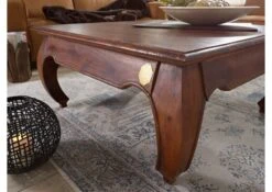 Table Basse 120x120 Acacia Laqué Nougat OPIUM #624 -Massivmoebel24 09 200 620 6016 3