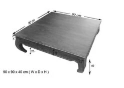 Table Basse 120x120 Acacia Laqué Nougat OPIUM #624 -Massivmoebel24 09 200 620 6016 8