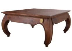 Table Basse 120x120 Acacia Laqué Nougat OPIUM #624 -Massivmoebel24 09 200 620 6016 9