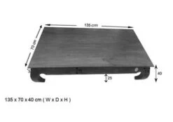 Table Basse 135x70 Acacia Laqué Nougat OPIUM #616 -Massivmoebel24 09 200 620 6017 8