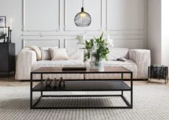 Table De Salle De Séjour En Bois De Manguier 120x60x43 Marron Huilé LOUNGE COLLECTION #104 -Massivmoebel24 09 200 632 1004 01