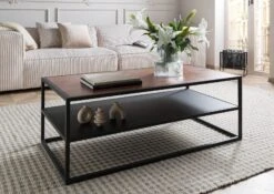 Table De Salle De Séjour En Bois De Manguier 120x60x43 Marron Huilé LOUNGE COLLECTION #104