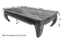 Table Basse 130x75 Palissandre Laqué Brun OPIUM #632 -Massivmoebel24 09 200 640 0010 8