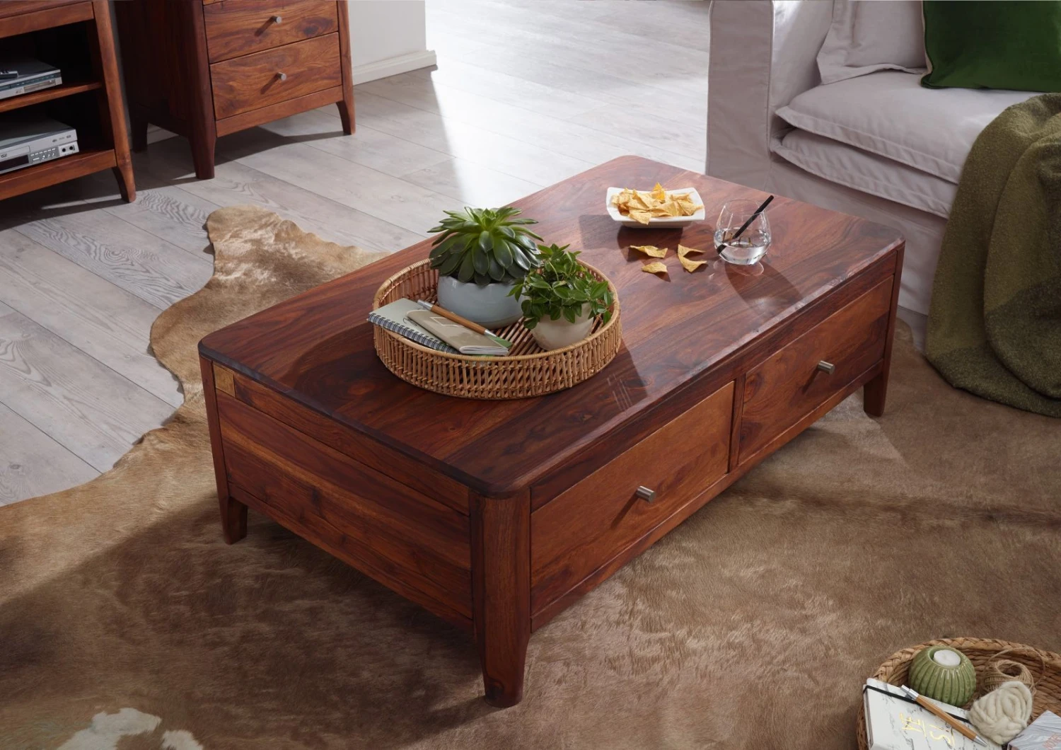 Table Basse 120x70 Palissandre Huilé Noisette BROOKLYN #12 2 Table Basse 120x70 Palissandre Huilé Noisette BROOKLYN #12 – Image 2