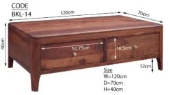 Table Basse 120x70 Palissandre Huilé Noisette BROOKLYN #12 10 Table Basse 120x70 Palissandre Huilé Noisette BROOKLYN #12 -Massivmoebel24 09 200 655 0012 8