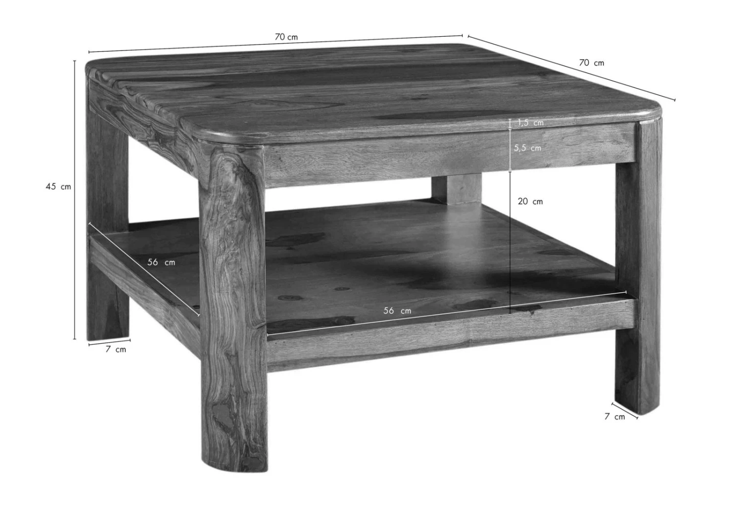 Table Basse 70x70 Palissandre Ciré Noisette TORONTO #206 7 Table Basse 70x70 Palissandre Ciré Noisette TORONTO #206 – Image 7