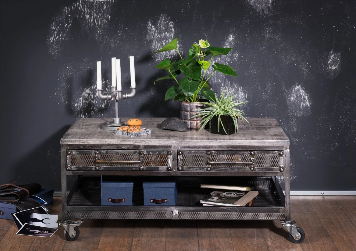 Table Basse 110x60 Manguier Laqué Gris HEAVY INDUSTRY #122 3 Table Basse 110x60 Manguier Laqué Gris HEAVY INDUSTRY #122 – Image 3