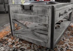 Table Basse 112x61 Manguier Laqué Gris HEAVY INDUSTRY #162 -Massivmoebel24 09 200 677 0162 7