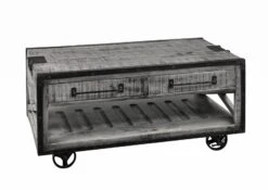 Table Basse 112x61 Manguier Laqué Gris HEAVY INDUSTRY #162 -Massivmoebel24 09 200 677 0162 9