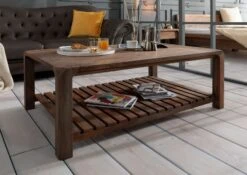 Table Basse 120x80 Palissandre Huilé Gris Taupe BUENO #2001