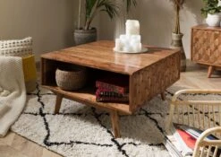 Table Basse En Bois D'acacia Laqué Brun MOSAYK #116