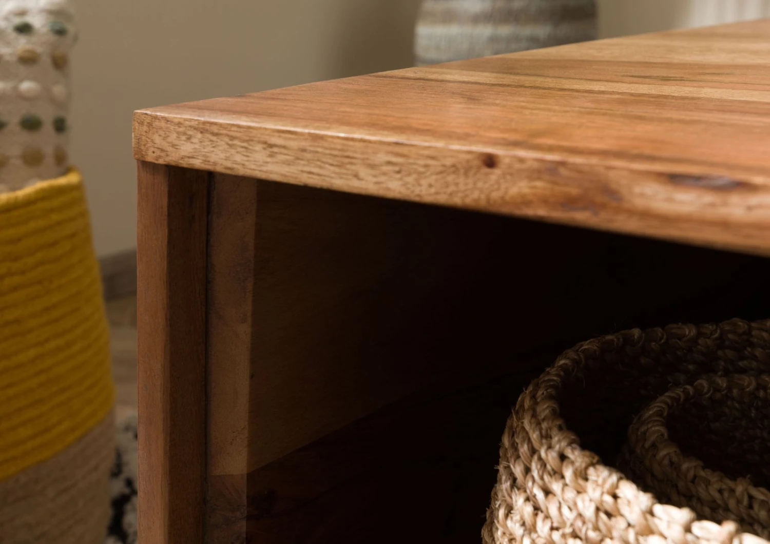 Table Basse En Bois D'acacia Laqué Brun MOSAYK #116 5 Table Basse En Bois D'acacia Laqué Brun MOSAYK #116 – Image 5