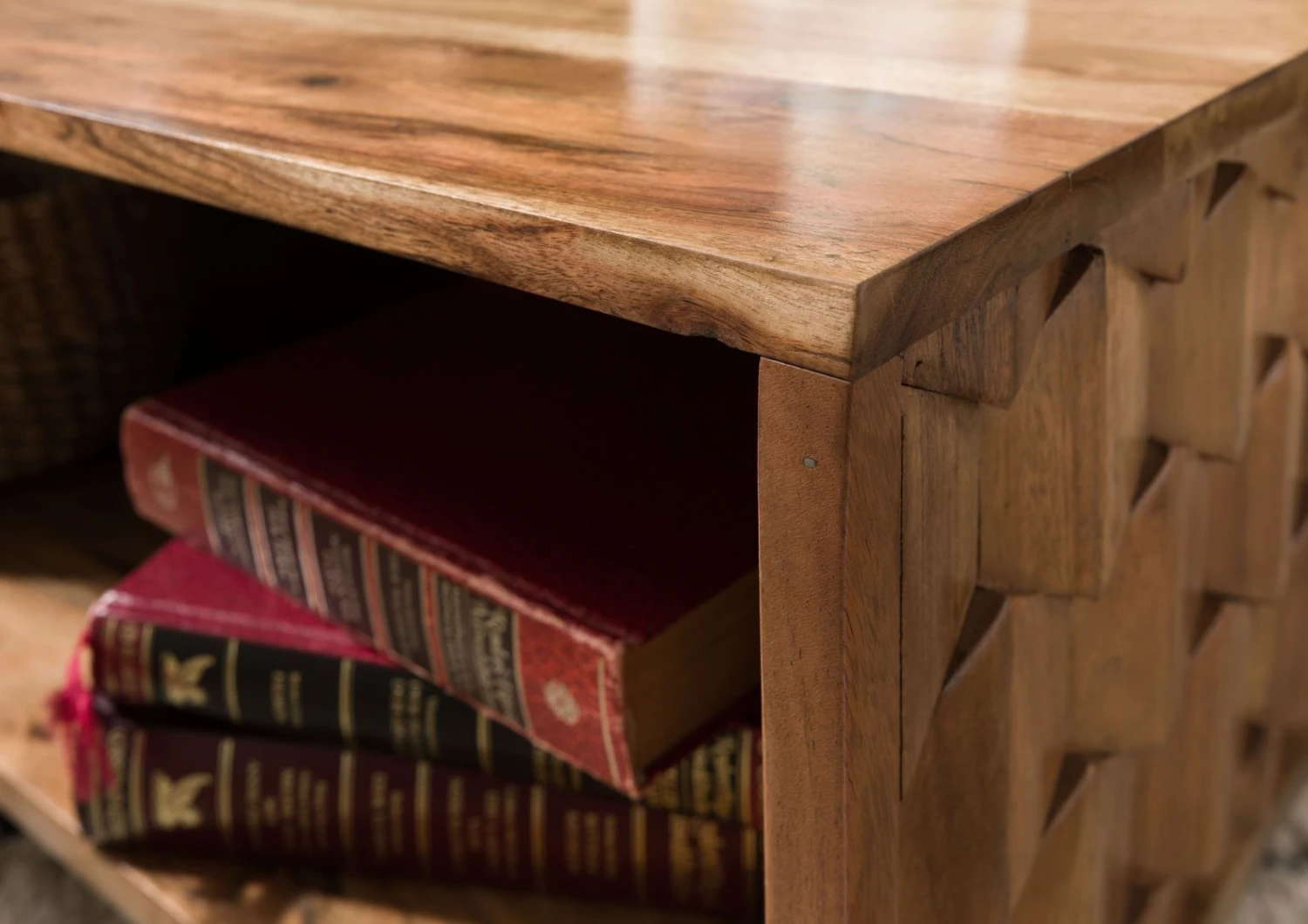 Table Basse En Bois D'acacia Laqué Brun MOSAYK #116 7 Table Basse En Bois D'acacia Laqué Brun MOSAYK #116 – Image 7