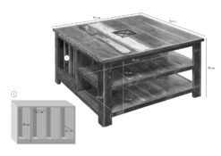 Table Basse 90x90 Bois De Récupération Laqué Multicolore NATURE OF SPIRIT #105 -Massivmoebel24 09 200 700 0006 08