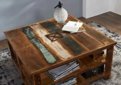 Table Basse 90x90 Bois De Récupération Laqué Multicolore NATURE OF SPIRIT #105 -Massivmoebel24 09 200 700 0006 4